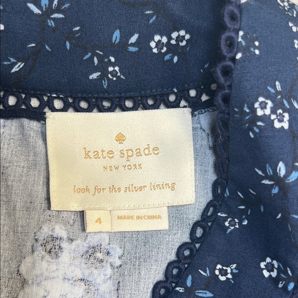 Kate Spade Navy Blue Floral Mini Dress size 4 - Picture 5 of 13